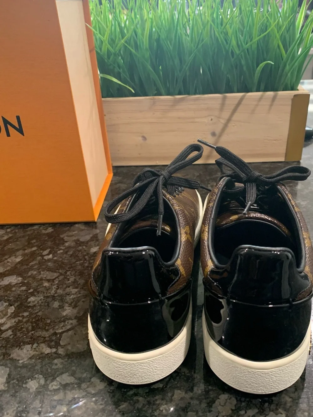 Louis Vuitton Brown Monogram Low-Top Sneaker with Black Laces